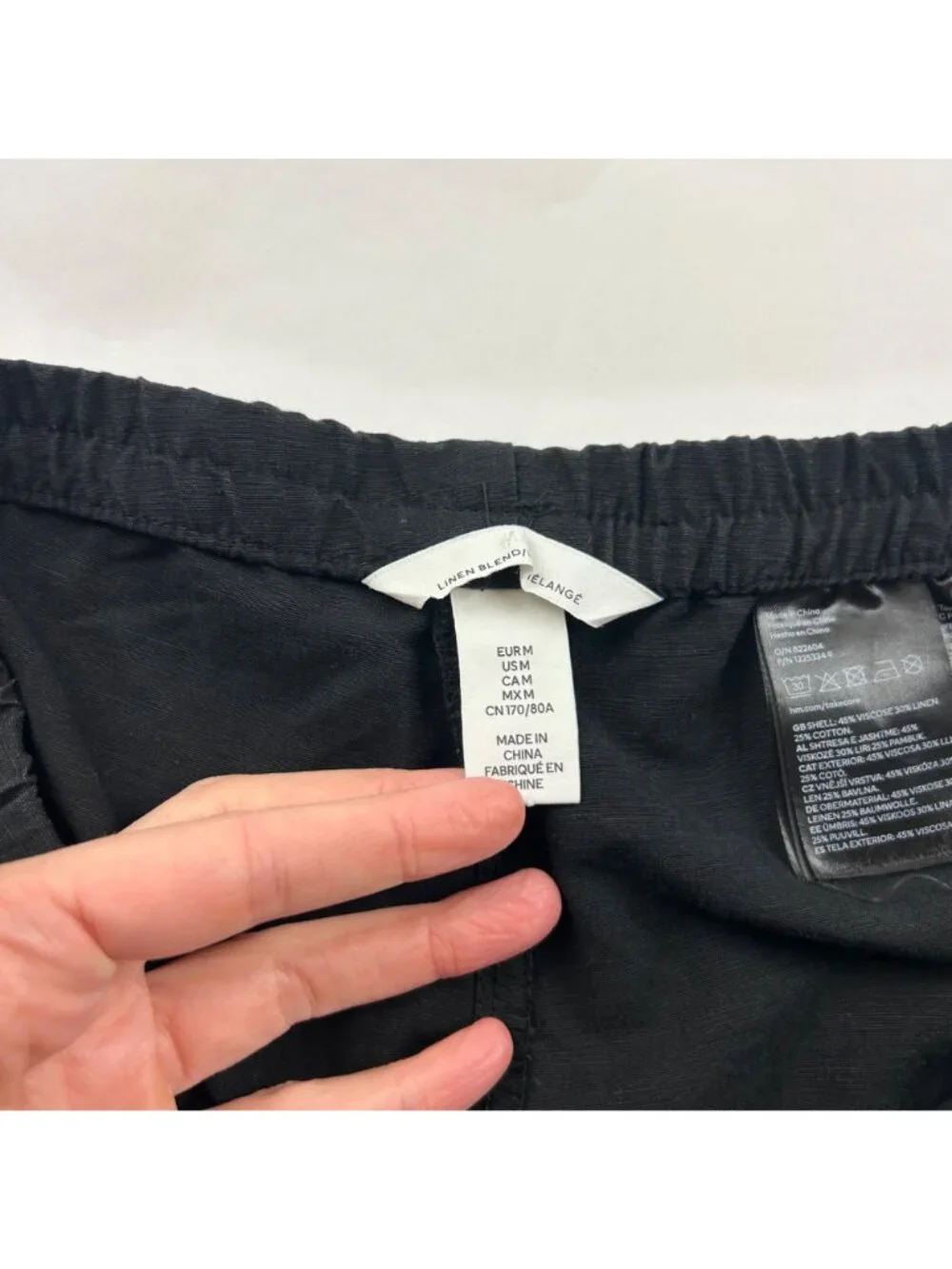 H&M Black Linen Blend Relaxed Jogger Pant M